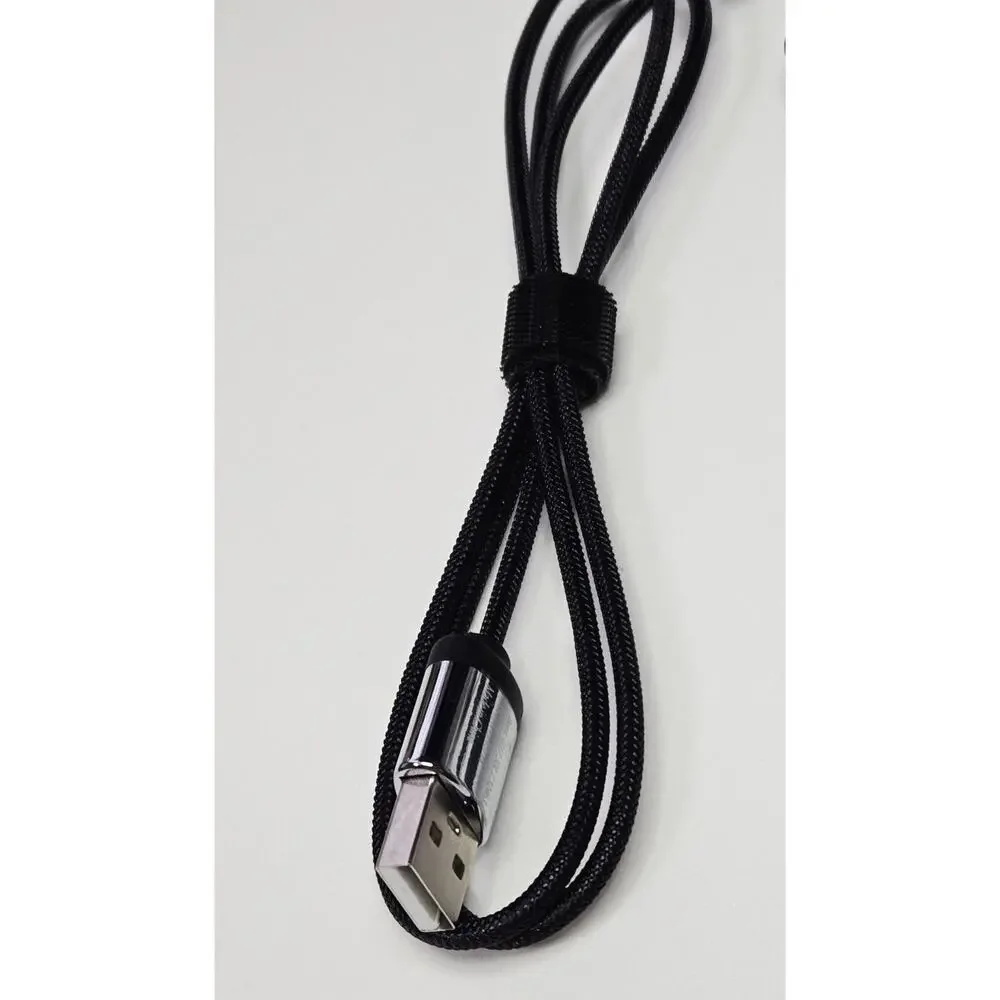3-in-1 USB Charging Cable Hub Braided | USB-C 8-Pin Micro-USB | Overstock Black